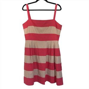 LOFT pink/cream linen-blend stripe sun dress, 12